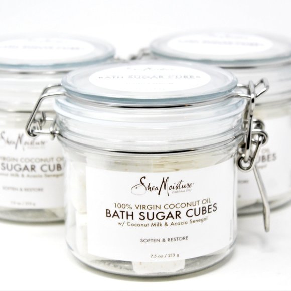 3pk- Shea Moisture 100% Virgin Coconut Oil Bath Sugar Cubes Coconut Milk Acacia - Picture 3 of 13